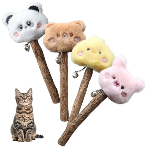 Katzenspielzeug, 4pcs sichere natürliche Silbervine Sticks für Katzen, interaktiver Katzenminze für Katzen, niedliche Katzen -Zahnen -Spielzeug für gelangte Innenkatzen, Silvervine Sticks für Katzen, von Womsclo