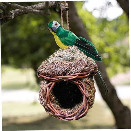 Vogelnest, handgewebtes Strohvogelnest, gewebtes Vogelhaus, hängende Vogelhütte Nest, natürliche Vogelnester, handgewebte Vogelhäuser, Vogelkasten, Vogelhäuser von Womsclo