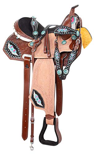 Wonder Wish Barrel Racing Sattel Set, Western Turquoise Leather Horse TACK von Wonder Wish