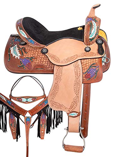 Wonder Wish Barrel Racing Western Pleasure Pferde-Sattelset Premium Leder von Wonder Wish