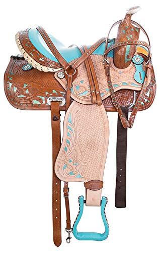 Wonder Wish Barrel Sattel Comfy Pleasure Trail Western Horse TACK Premium handgeschnitzte Lederzange Set von Wonder Wish