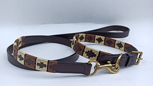 Wonder Wish Leather Dog Collar & Leash Set | Alloy Hardware Double D-Ring Collar (Extra Large-65 cm) von Wonder Wish