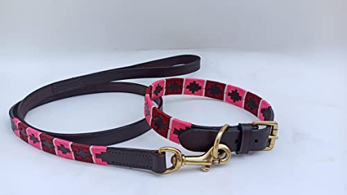 Wonder Wish Leather Dog Collar & Leash Set | Alloy Hardware Double D-Ring Collar (Extra Large-65 cm) von Wonder Wish