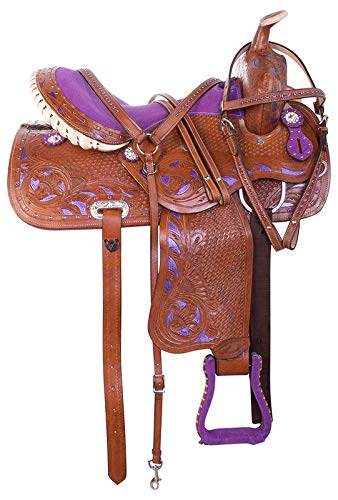 Wonder Wish Purple Barrel Racing Western Show Leder-Premium-Pferdesattel von Wonder Wish