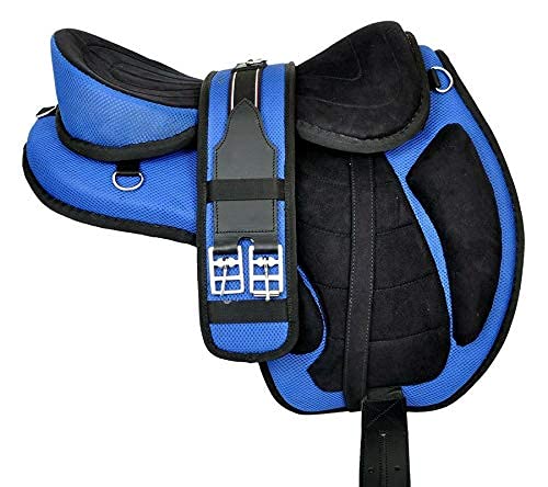 Wonderwish Treeless Bareback Sattel Englisch Pferd Sattel Synthetik Jumping Allzwecksattel (blau, 33 cm) von Wonder Wish