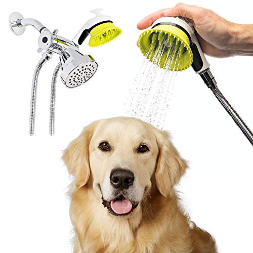 Wondurdog Hochwertiges Hundewaschset für die Dusche mit Spritzschutzgriff und Gummi-Pflegezähnen. Waschen Sie Ihr Haustier. Nicht nass Werden! von Wondurdog