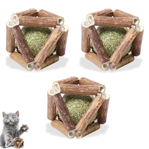 3 Pack Catnip Ball, Natürliche Catnip Ball, Wand Catnip Balls Toys, Catnip Ball Toy für Regulierung des Magen-Darm-Trakts und der Backenzähne Eingesetzt Werden von Wonjean