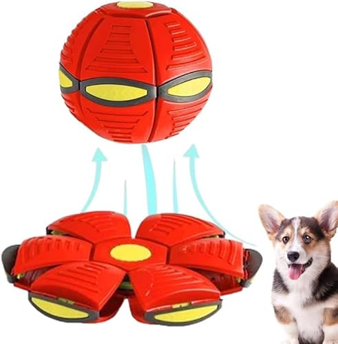 Haustier Spielzeug Frisbee Ball,Fliegender Ball für Hunde,Fliegend Untertasse Ball Spielzeug für Hunde,Fliegender Ball,Frisbee Kinder Pet Toy Frisbee Ball Hund Für Hundetraining,Werfen,Fangen-Rot von Wonjean