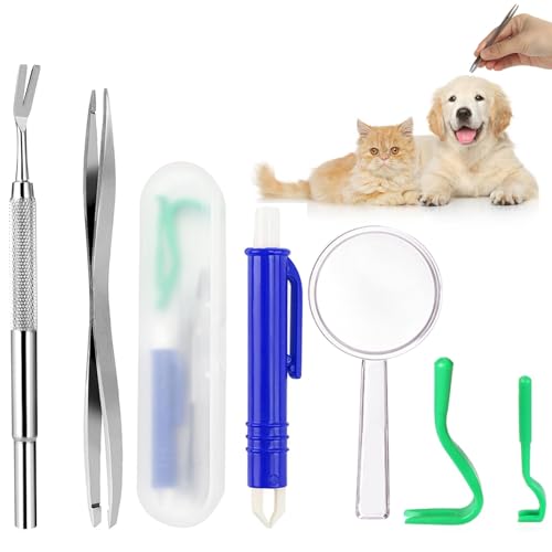 Wonjean Zeckenzange Set 7er Pack Zeckenhaken Edelstahl Zeckenpinzette Sicher Zeckenentferner Set Zeckenhebel Pinzette Zeckenentfernung für Mensch,Zeckenzange für Hunde Katze(mit Aufbewahrungsbox) von Wonjean