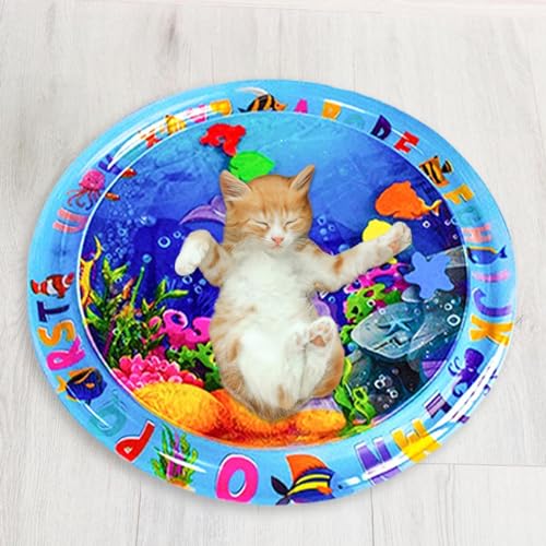 Katzen Wassermatte, Katzen Wasserspielmatte, Sensorische Wasserspiel Matte Für Katzen, Water Sensor Mat Cat, Wasser Sensormatte Hunde, Aufblasbarer Spielbereich Interaktives Spielzeug Katzen von Wonsfuleu