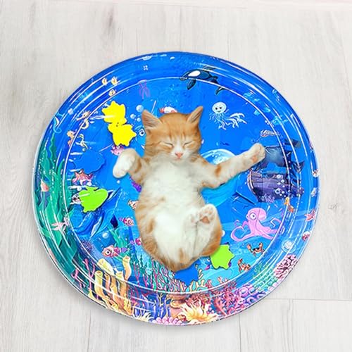 Katzen Wassermatte, Katzen Wasserspielmatte, Sensorische Wasserspiel Matte Für Katzen, Water Sensor Mat Cat, Wasser Sensormatte Hunde, Aufblasbarer Spielbereich Interaktives Spielzeug Katzen von Wonsfuleu