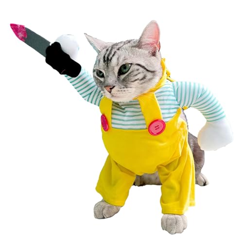 Wonsfuleu Lustige Katzen-Halloween-Kostüme, lustiges Haustierkostüm,Neuartige Assassinen-Cosplay-Katzenkostüme - Halloween-Haustier-Outfit, Foto-Requisiten, kreatives Design für Katzen und kleine von Wonsfuleu