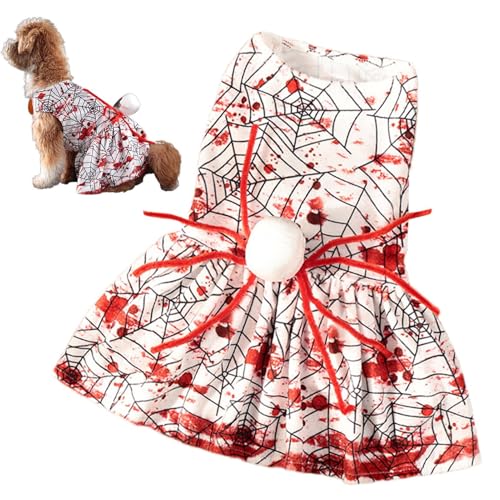 Wonsfuleu Mädchen-Hundekostüm,Hunde-Halloween-Kostüm | Halloween-Spinnen-Hundekleidung,Bequemes Hunde-Halloween-Kleid, blutiges Halloween-Haustierkostüm für Halloween-Party-Outfit von Wonsfuleu