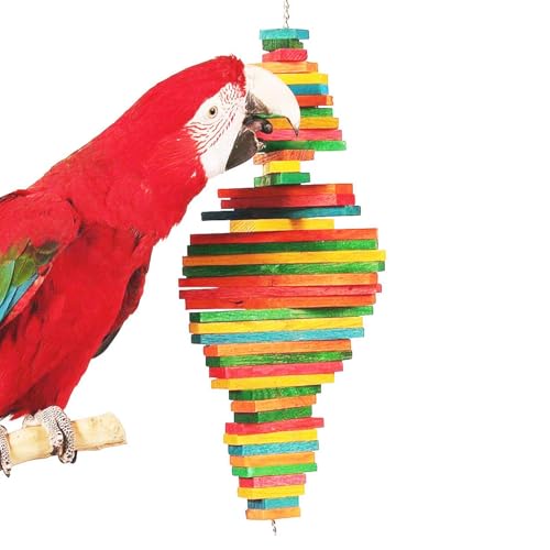 Wonsfuleu vogelspielzeug, Shredding -Spielzeug für Vögel - Mehrfarbiger natürlicher Holzvogelkauspielzeug | Multi -Layers Design Käfig Bite Colordul Holzvogelblöcke für Conures Shotets Cockatiels von Wonsfuleu