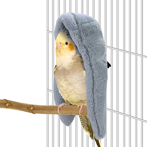 Gemütliche Vogeldecke Papageienkäfig Kuschelhütte Warm Vogelnest Haus Bett Hängematte für Sittiche, Nymphensittiche, afrikanisches Grau (Medium, Grau) von Wontee