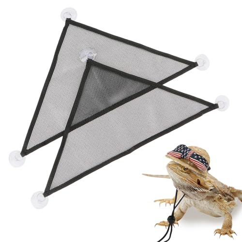 Hängematten-Set mit Bartagamen, 2 Reptilien-Hängematten + 1 Strohhut für Anole Geckos Eidechsen Leguane Schlangen (schwarz) von Wontee