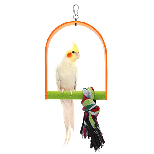 Wontee Bird Toys Bird Swing Toy Bird Perches for Parrot Budgie Parakeet Cockatiel Conure African Grey (Medium, Orange) von Wontee