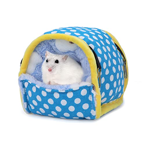 Wontee Hamsterbett Versteck Zuckergleiter Hängematte Kleintier Warm Bett Haus für Hamster Igel Zucker Glider Rennmäuse Mäuse (Medium, Blau) von Wontee