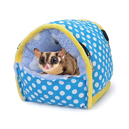 Wontee Hamsterbett Versteck Zuckergleiter Hängematte Kleintier Warm Bett Haus für Hamster Igel Zucker Glider Rennmäuse Mäuse (groß, blau) von Wontee