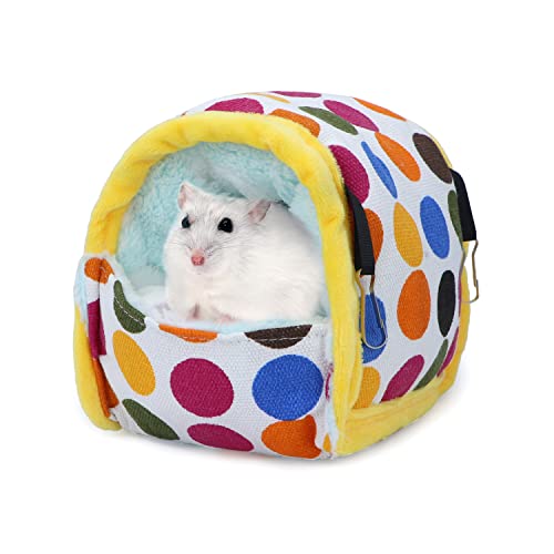 Wontee Hamsterbett Versteck Zuckergleiter Hängematte Kleintier Warm Bett Haus für Hamster Igel Zucker Glider Rennmäuse Mäuse (mittelgroß, bunte Punkte) von Wontee