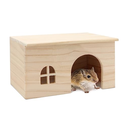 Wontee Hamsterhaus aus Holz für Kleintiere und Ratten/Mäuse/Mäuse/Kaninchen/Kaninchen/Spielhütte, M von Wontee