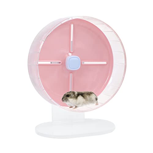 Wontee Hamsterrad Leises Hamster Trainingsrad Laufrad mit verstellbarem Ständer für Hamster Rennmäuse Igel Mäuse und andere Kleintiere (Klein 7,5 Zoll, Rosa) von Wontee