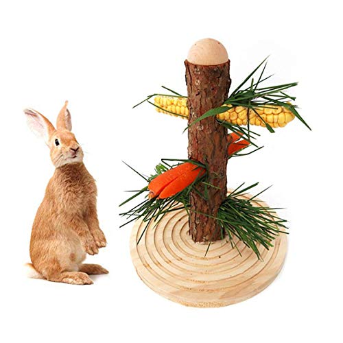 Wontee Pet Vertikale Stange Heuraufe Kaninchen Gras Rahmen DIY Multifunktions Futterspender mit Schleifklauenfunktion für Kaninchen, Chinchilla, Hamster und Meerschweinchen, Hay Manger-A von Wontee