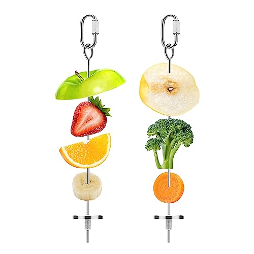 Wontee Vogelfutterhalter aus Edelstahl für Obst und Gemüse, Spieß für Papageien/Kakadu/Nymphensittiche, 2 PCS-L von Wontee