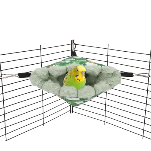 Wontee Vogelnest Haus Winter Warm Hängende Hängematte Vogelbett Kuschelhütte für Sittiche Wellensittiche Kaique Conures Nymphensittiche (Klein, Grün) von Wontee