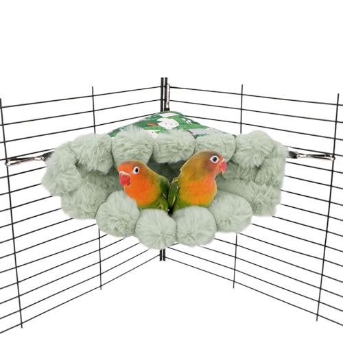 Wontee Vogelnest Haus Winter Warm Hängende Hängematte Vogelbett Kuschelhütte für Sittiche Wellensittiche Kaique Conures Nymphensittiche (Medium, Grün) von Wontee