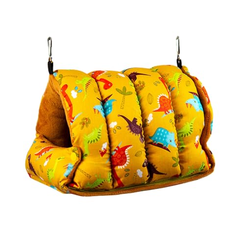 Wontee Vogelnest Haus Winter Warm Kuschel Hütte Vogelbett Hängende Hängematte für Papageien Wellensittiche Sittiche Caique Senegal Nymphensittiche Conures (Dunkelgelb, Medium) von Wontee