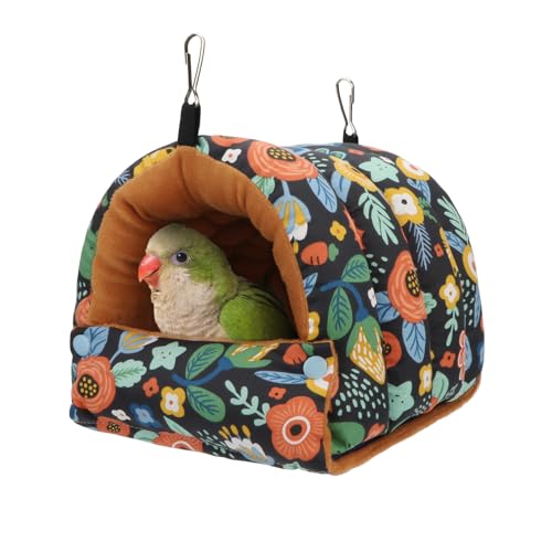 Wontee Vogelnesthaus Winter Warm Snuggle Hut Vogelbett Hängende Hängematte für Papageien Wellensittiche Sittiche Caique Senegal Nymphensittiche Sittiche (Medium, Schwarz) von Wontee