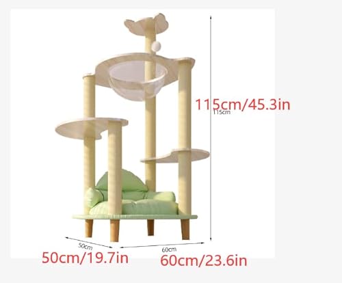 WooDerson Kletterbaum Katze XXL, Kratzbaum Groß Stabil Mit Plüschball Und Sofabett, 5 Etagen Katzenbaum Holzfarbe, 206 cm Hoch, Tragfähigkeit 15kg von WooDerson