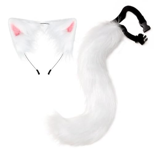 2 Stück Katzenohren Haarreif Kopfschmuck Haarband,Faschingskostüm Für Kinder Erwachsene Niedliche Flauschige Katzenohren Und Schwanz Tier Cosplay Für Karneval Party Dekoration Kostüm Dressing Parteien von Wooauto