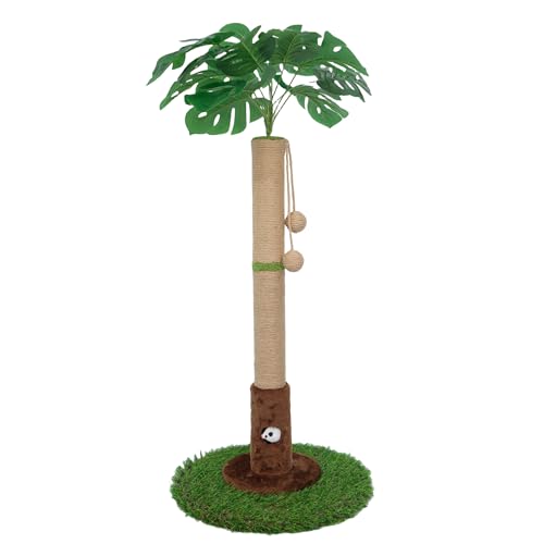 Woochpet Cat Scratching Post for Indoor Cats and Kitten - 35.43" Tall Cat Scratching Post with Sisal Rope,Palm Tree Cat Scratch Post with Hanging Ball von Woochpet