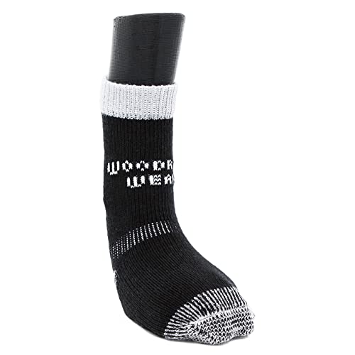 Woodrow Wear, Power Paws Greyhound Edition verstärkte Fuß-Hundesocken, Schwarzgrau, Größe L, passend für 31,8-43,1 kg von Woodrow Wear