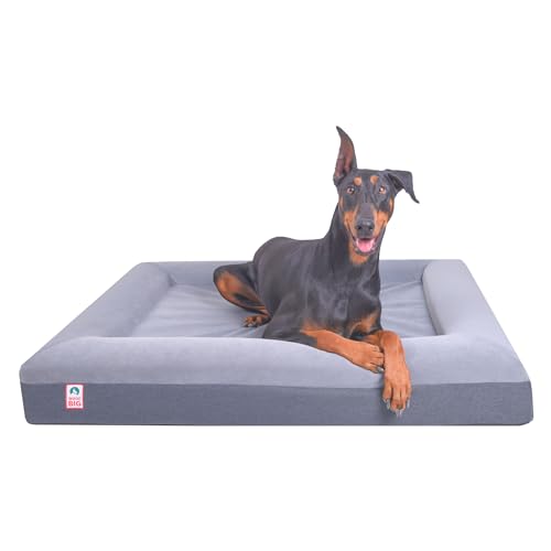 Hochwertiges, wasserdichtes orthopädisches großes Hundebett, waschbarer Bezug aus Samt, 114,3 x 88,9 x 17,8 cm, großes Hundebett, Hundebetten für große Hunde, orthopädische Hundebetten für große von Woof Big