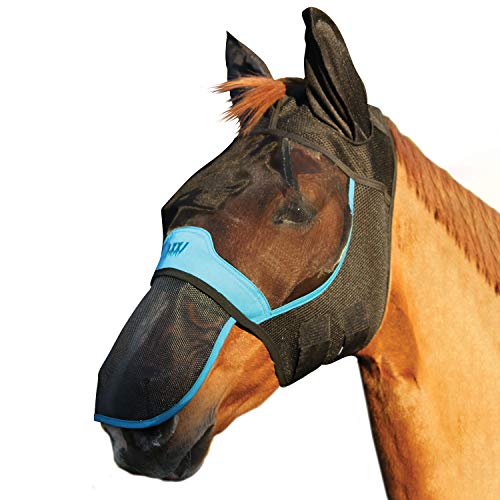 Woof Wear UV with Ears Fly Mask Medium Black Turquoise von Woof Wear