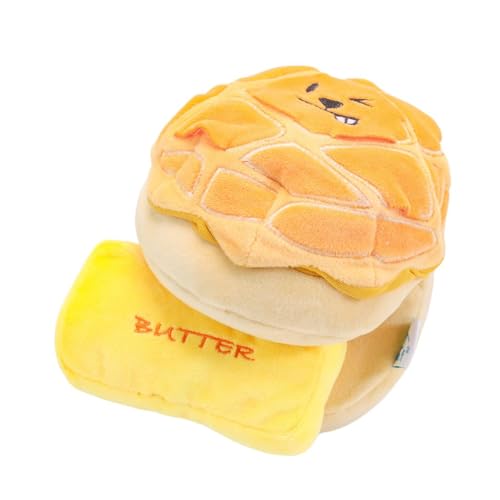 Woof² Buttered Pineapple Bun 2-in-1 weiches Plüsch-Spielzeug mit Quietschelement, langlebig, niedlich und weich für interaktives Spielen, große Tasche zum Verstecken von Leckerlis für Puzzle-Spaß, von Woof²