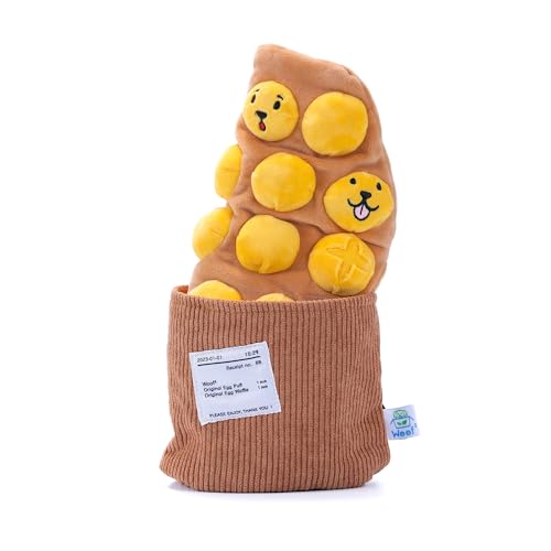 Woof² Egg Puff/Waffle 2-in-1 Nasenarbeit Weiches Plüsch Quietschendes Hundespielzeug - Langlebig, Niedlich & Lustiges HK Geschenk für interaktive Bindungszeit, Verstecken von Kaustäbchen & Futter für von Woof²