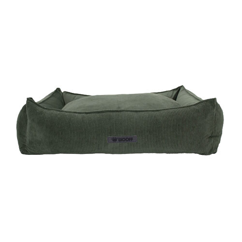 Wooff Cocoon Rib Velours Hundebett – Olivgrün – Large – 90 x 70 x 22 cm von Wooff