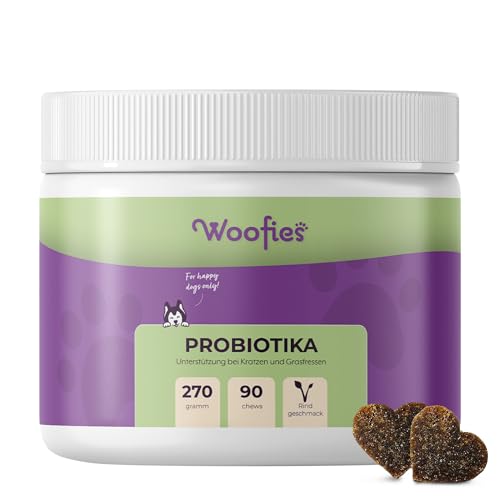 Woofies Probiotika Verdauungssnacks für Hunde als Leckerli - 90 Stück - Darmflora Aufbauen und Verbessert Immunsystem - 100% natürlichen Inhaltstoffen Präbiotika - Ohne Fleisch von Woofies