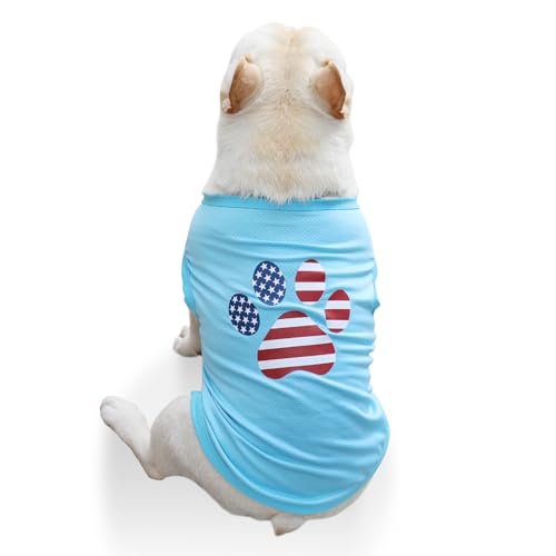 WoofsWish Hunde-Shirt für den 4. Juli, niedliches Hundepfoten-Design, amerikanische Flagge, Sommerkleidung, kühlende Weste, Gedenktag, patriotisches Hunde-Outfit für kleine und mittelgroße Hunde, von WoofsWish