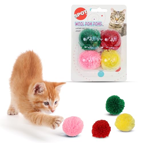 Ethical Pet Wolle Pom Poms mit Catnip, 4 Stück von SPOT