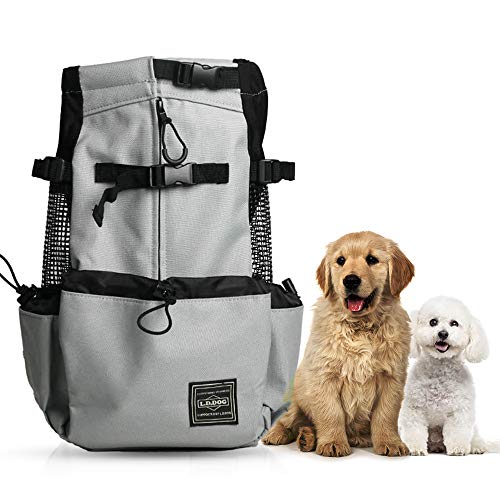 Woolala Leichter Haustier-Tragerucksack für kleine und mittelgroße Hunde, tierärztlich zugelassen, sichere Tasche für Reisen, einfach mitzunehmen, platzsparend, Grau, Größe L von Woolala