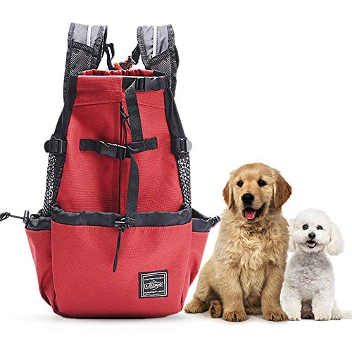 Woolala Leichter Haustier-Tragerucksack für kleine und mittelgroße Hunde, von Tierärzten zugelassen, sichere Tasche für Reisen, einfach mitzunehmen, platzsparend, Rot, Größe XL von Woolala