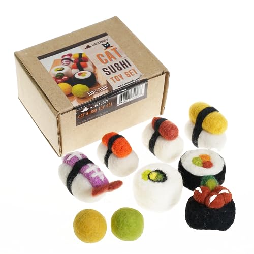 Woolbuddy Sushi Katzenspielzeug, 8 Stück, interaktives Katzenanreicherungsspielzeug für Indoor-Katzen & Kätzchen-Spielzeug, Beißspielzeug für Katzen & Kätzchen, Zahnspielzeug, perfektes von Woolbuddy