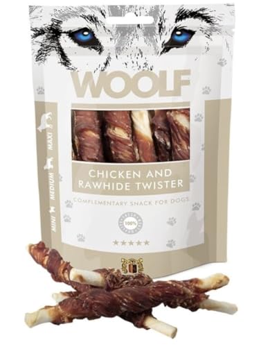 Woolf Hühnchen Twister / Chicken and Rawhide Twister | 10 x 100g Snack für Hunde von Woolf