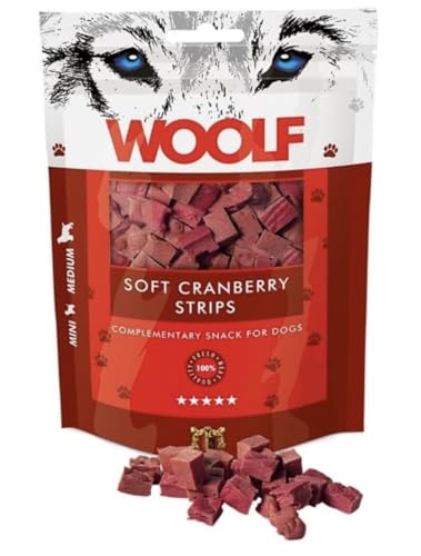 Woolf Snack Hund Cranberry (Moosbeeren) Streifen (Cranberry, 10 x 100g) von Woolf