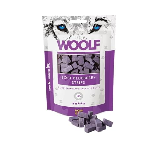 Woolf weiche Heidelbeerstreifen (Heidelbeere mit Huhn, 10 x 100g) Snack für Hund und Katze von Woolf